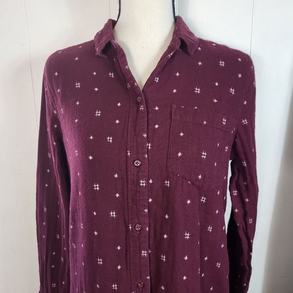 MADEWELL Burgundy Cream Classic Ex Boyfriend Shirt In Ikat Size Small - Picture 3 of 5